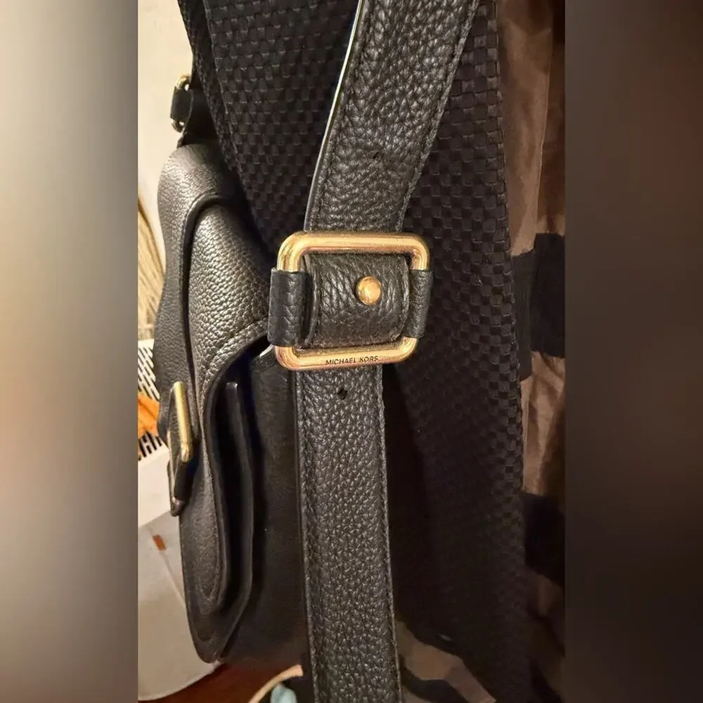 Michael Kors Black Crossbody Bag with Gold Accents